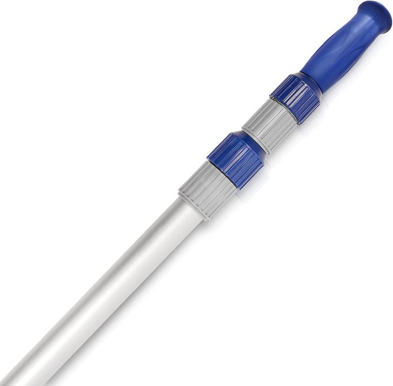 Poolvio 15 FT Telescopic Pool Pole - Adjustable 3 Piece Aluminum Pool Skimmer Pole for Pool Cleaning Skimmer Nets Vacuum Heads & Brushes, Strong Grip & Lock - Image 1